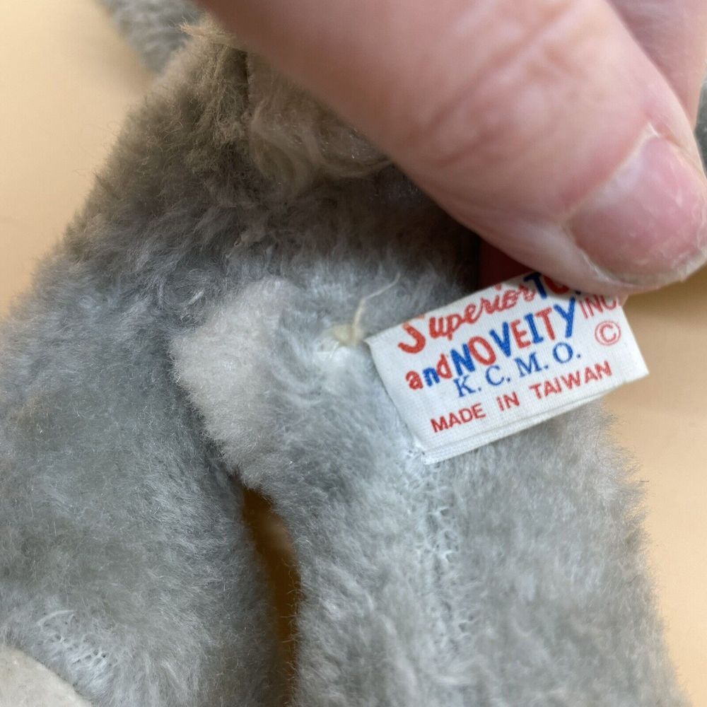 Vintage Plush Bunny Rabbit Grey Superior Toy & Novelty Co. 10" KCMO - Picture 5 of 6